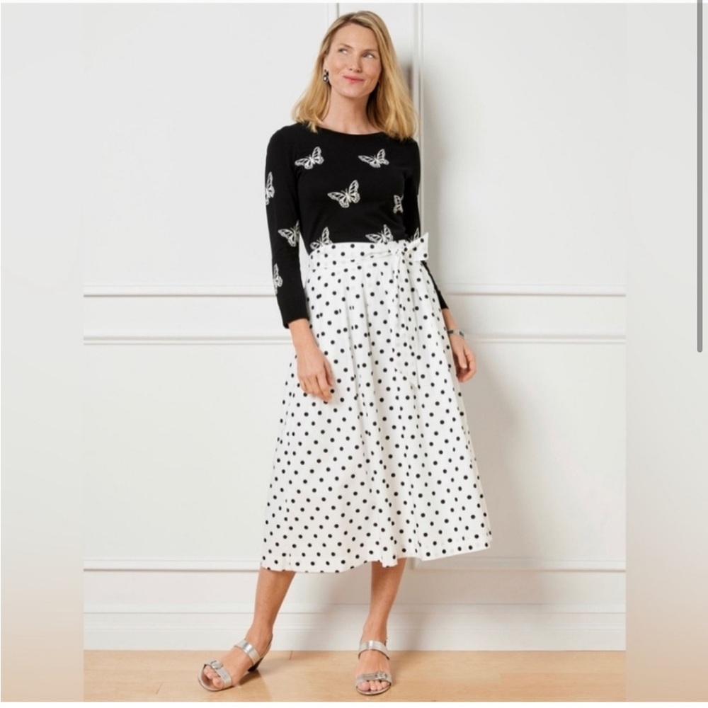 Talbots Black and White Polka Dot A-Line Skirt - Picture 8 of 8